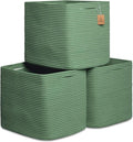 NaturalCozy 13x15x13 Kallax Storage Cubes Bins, 3 Pack | Cotton Rope Cube by NaturalCozy