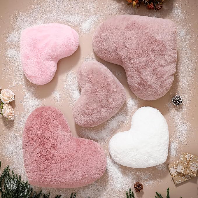 EastTree Heart Pillows, Bean Paste Pink Heart Shaped Pillows, Love Throw - Image 4