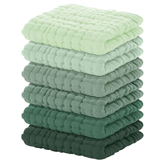 Yoofoss Muslin Baby Washcloths 100% Organic Cotton Face Towels 6 Pack Wash by YOOFOSS