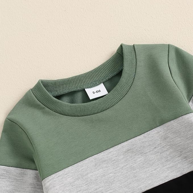 Toddler Baby Boy Fall Outfits Long Sleeve Crew Neck Pullover Sweatshirt + - Image 3