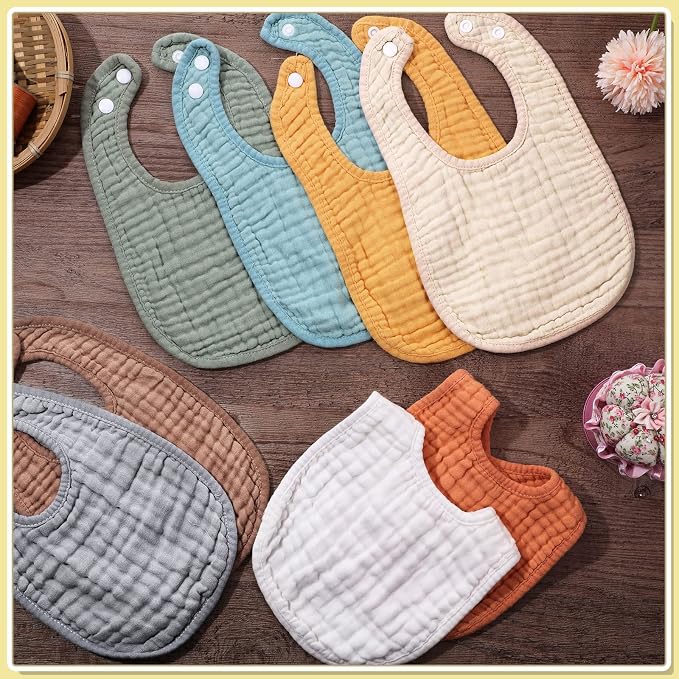 Frienda 8 Pcs Muslin Baby Bibs Cotton Bandana Drool Bibs Bulk - Image 6