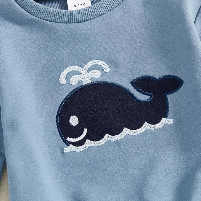 Nyapruwe Toddler Baby Boy Fall Outfit Funny Print Long Sleeve Sweatshirt - Image 5