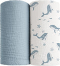 Konssy 2 Pack Muslin Swaddle Blankets, 100% Cotton Receiving Blanket Large 47 x by Konssy