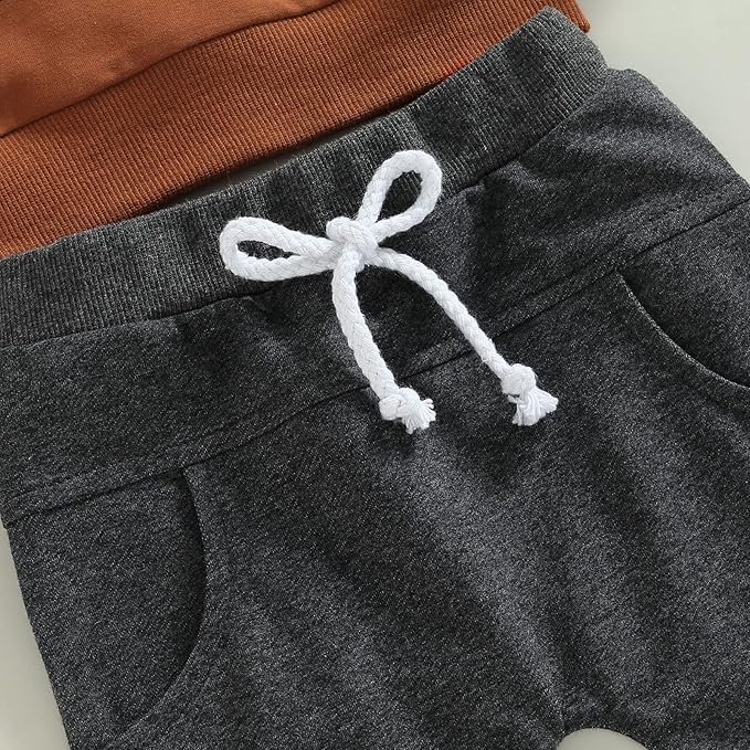 Toddler Baby Boy Clothes Solid Color Long Sleeve Crewneck Sweatshirt Top Casual - Image 5