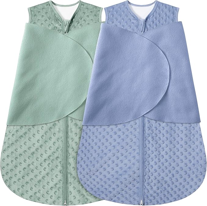 Fleece Newborn Sleep Sack Baby Swaddle, 3-Way Adjustable Wearable Blanket by BSTOPPT