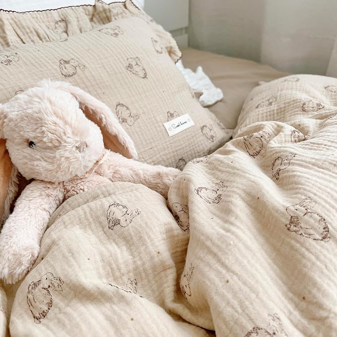 AOJIM Cute Rabbit Muslin Cotton Kids Toddler Pillowcase - Image 6