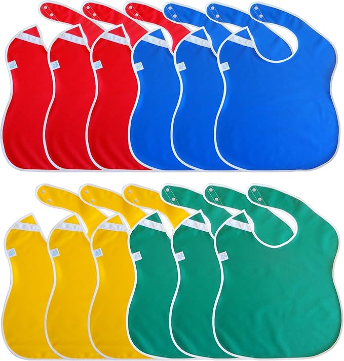 Large Waterproof Bibs Primary Collection by ToppyToddlerUSA