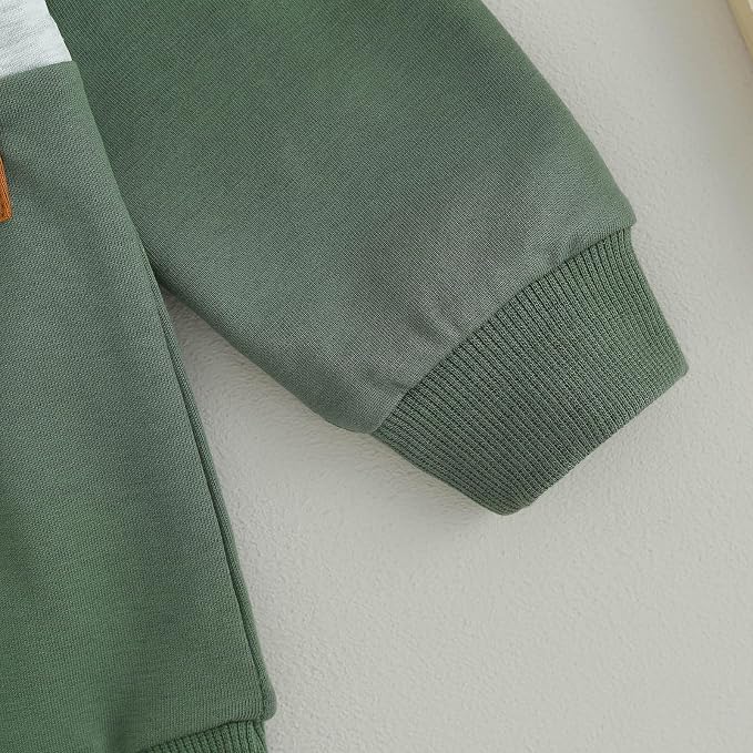 Toddler Baby Boy Fall Clothes Waffle Contrast Color Sweatshirt Pants Sets - Image 6