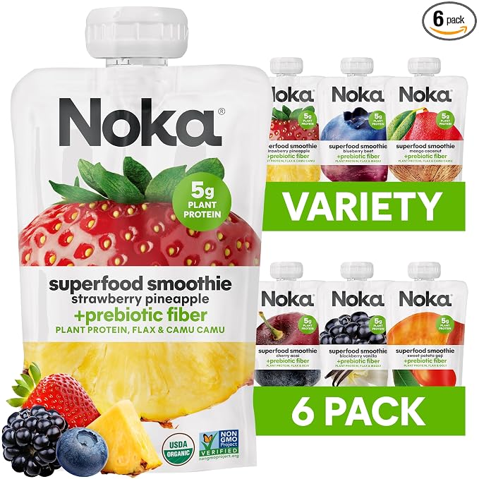 Noka Superfood Fruit Smoothie Pouches Variety Pack, Healthy Snacks by NokaSuperfoodSnacks
