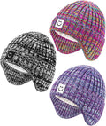 3 Pack Baby Beanie Hats with Earflaps, 2 Size Baby Winter Hat by Alepo
