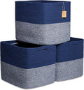 NaturalCozy 13x15x13 Kallax Storage Cubes Bins, 3 Pack | Cotton Rope Cube by NaturalCozy