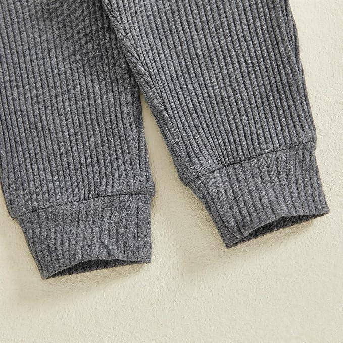 fhutpw Baby Boy Clothes 3 6 12 18 Months Ribbed Knitted Long Sleeve Romper and - Image 7