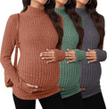 3 Pack Maternity T-Shirts Pregnancy Tops Women Sweater Long Sleeve Turtleneck by Sweetyweee