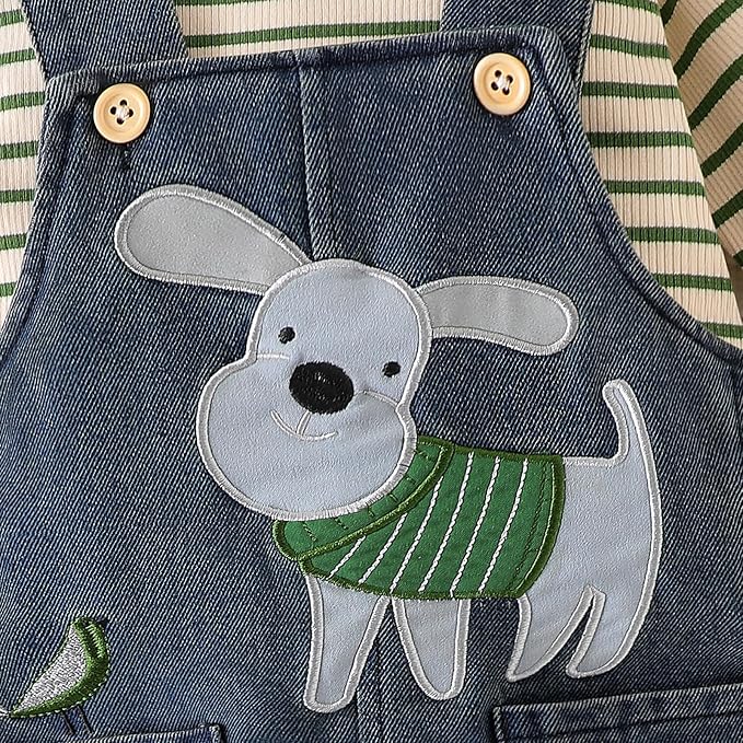 Baby Boy Clothes Fall Winter Outfits Long Sleeve Striped Romper Cute Cartoon - Image 8