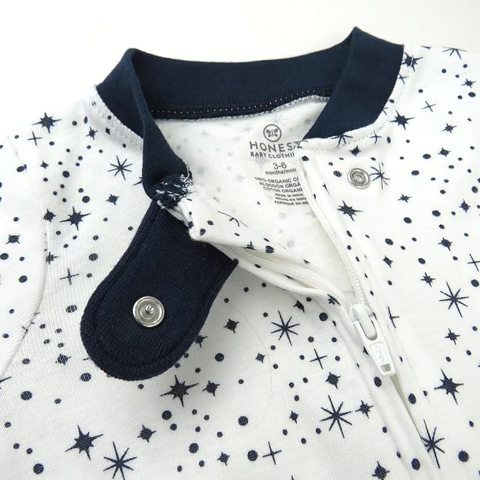 HonestBaby Baby Sleep N' Play One-Piece Zip-Front Footed Organic Cotton Pajama - Image 3