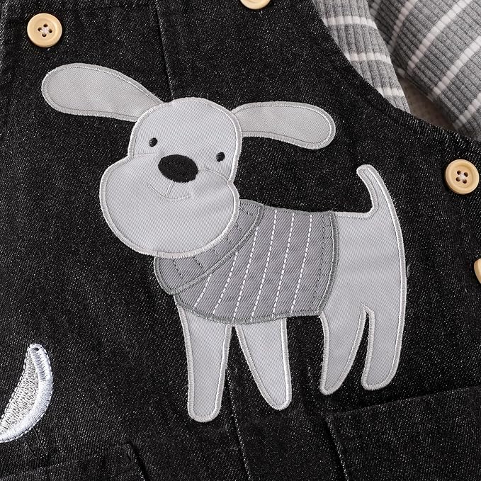 Baby Boy Clothes Fall Winter Outfits Long Sleeve Striped Romper Cute Cartoon - Image 8