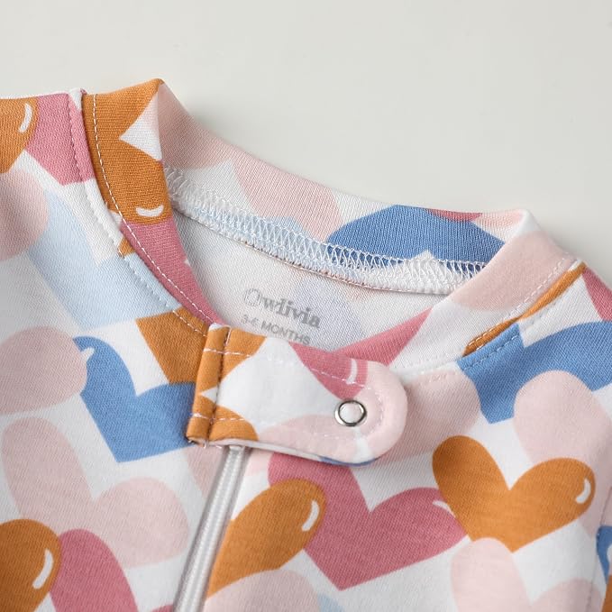 Owlivia Organic Cotton Baby Boy Girl Zip up Sleep 'N Play Pjs, Long Sleeve - Image 3