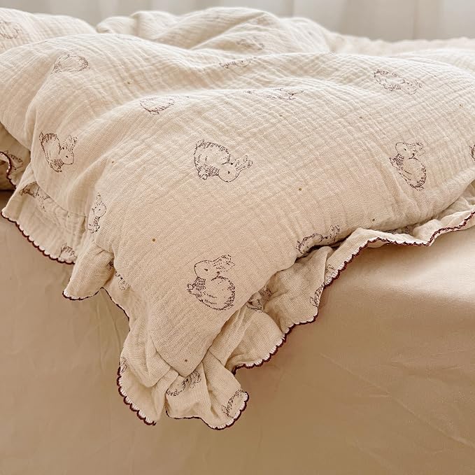 AOJIM Cute Rabbit Muslin Cotton Kids Toddler Pillowcase - Image 4