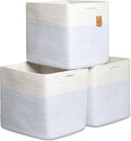 NaturalCozy 13x15x13 Kallax Storage Cubes Bins, 3 Pack | Cotton Rope Cube by NaturalCozy