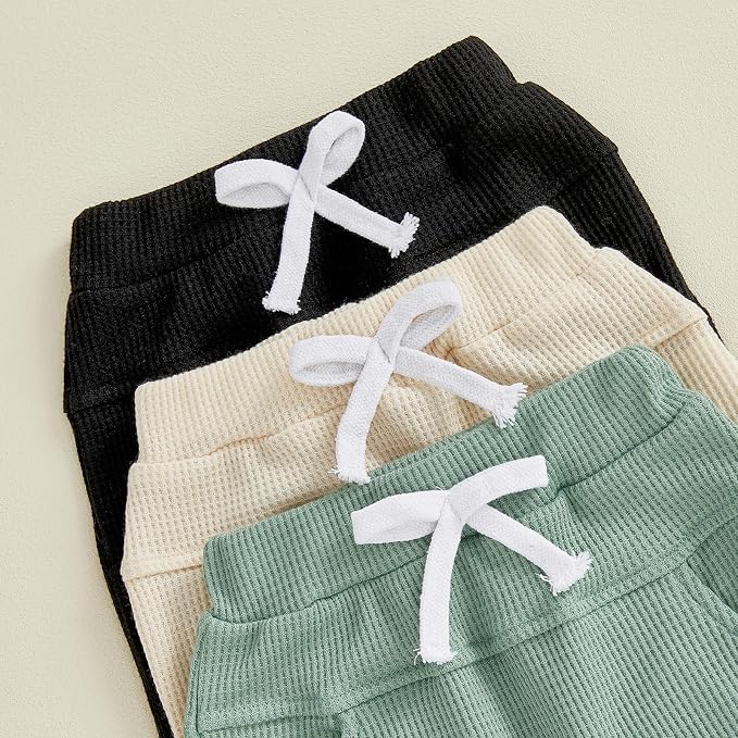 Sejardin Toddler Baby Boy Girl Pants 3 Pack Solid Color Elastic Waist Jogger - Image 6