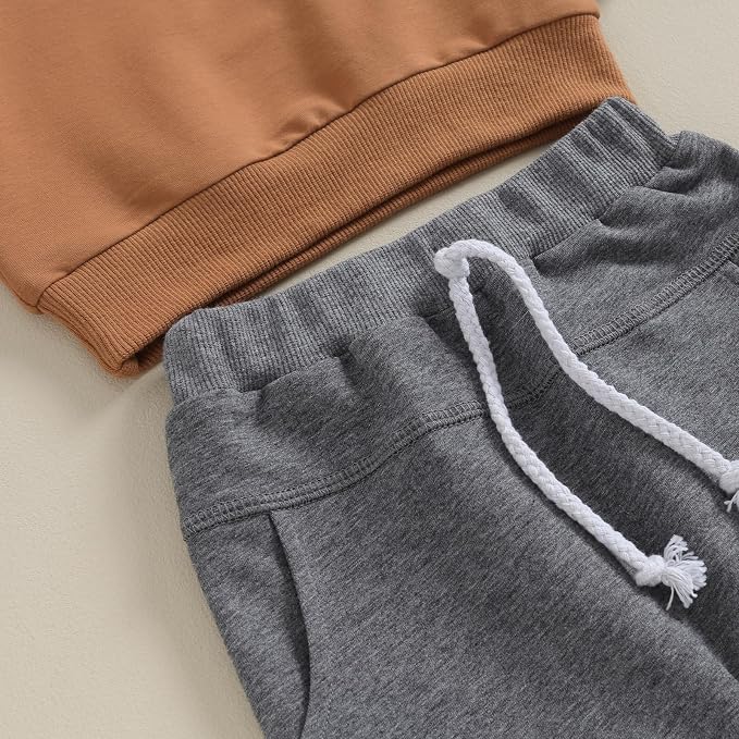 Toddler Baby Boy Clothes Solid Color Long Sleeve Crewneck Sweatshirt Top Casual - Image 5