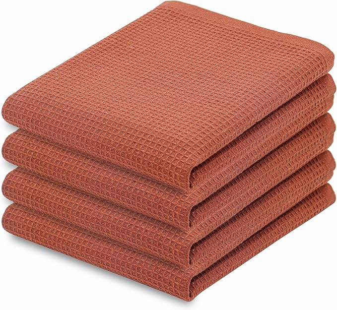 PurpleEssences Rust Waffle Weave Kitchen Towel, 100% Cotton by PurpleEssences