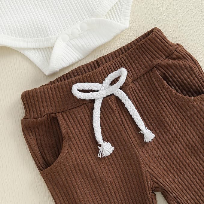 fhutpw Baby Boy Clothes 3 6 12 18 Months Ribbed Knitted Long Sleeve Romper and - Image 6