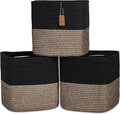 NaturalCozy 13 Inch Cube Storage Bins Cotton Rope Woven Baskets by NaturalCozy
