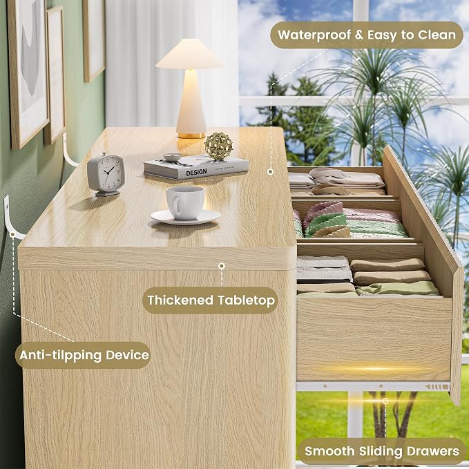Fluted 9 Drawers Dresser, Modern Chest of Drawers - Image 6