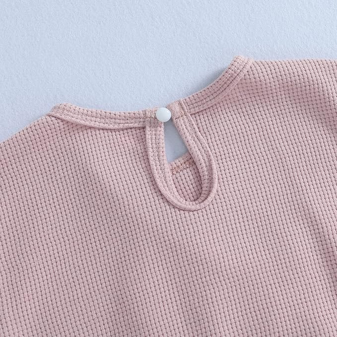 Douhoow Cute Baby Sweatshirt Romper Waffle Knit Baby Clothes Infant Girl Boy - Image 5