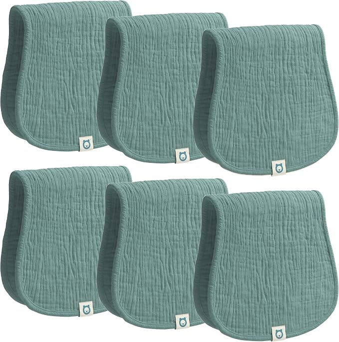 Muslin Burp Cloths Set, 6 Pieces, 100% Organic Cotton Hand Washcloths by RomyRo