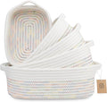 NaturalCozy 5-Piece Rectangle Storage Basket Set- Natural Cotton Rope Woven by NaturalCozy