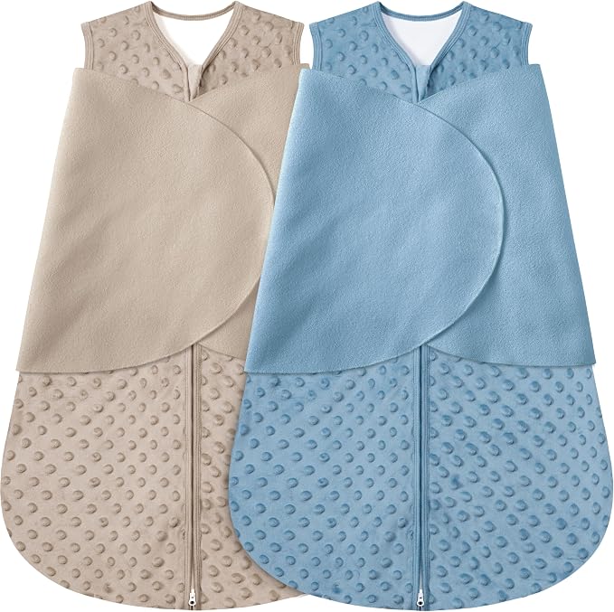 Fleece Newborn Sleep Sack Baby Swaddle, 3-Way Adjustable Wearable Blanket by BSTOPPT