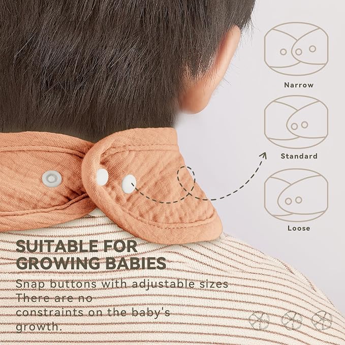 Muslin Baby Bibs for Unisex Boys Girls, Cotton Drool Bibs, Adjustable Newborn - Image 4