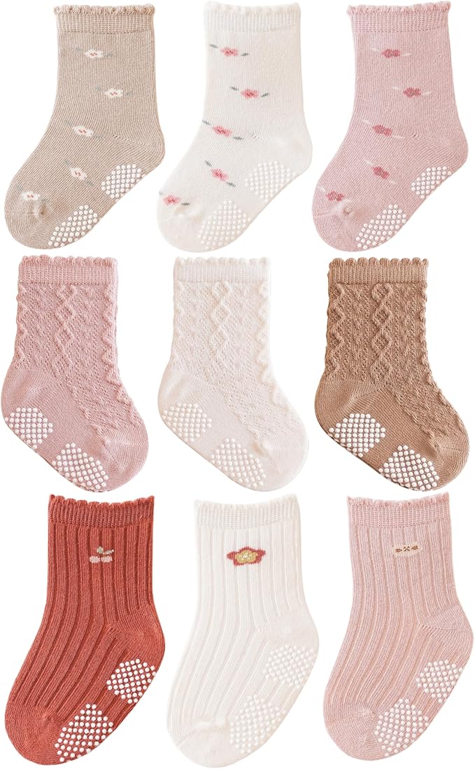 Baby Crew Socks, Grips Combed Cotton Socks Toddler Non-Skid by JPoqobog