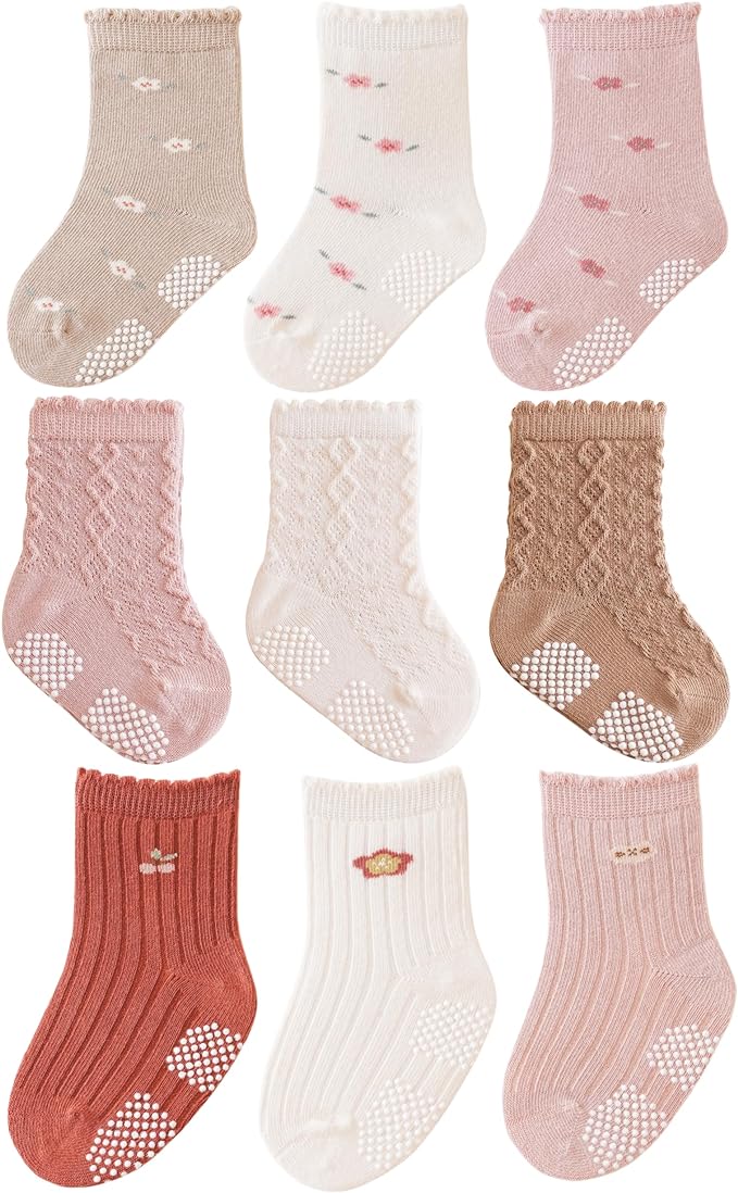 Baby Crew Socks, Grips Combed Cotton Socks Toddler Non-Skid by JPoqobog