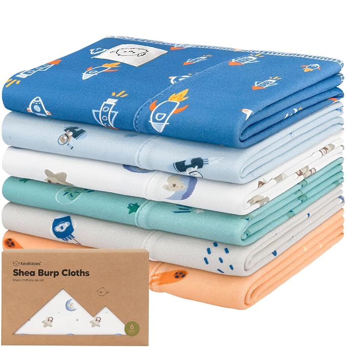 Organic Burp Cloths Baby Boy, Girl by KeaBabies