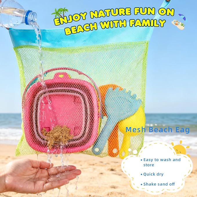 Collapsible Beach Sand Bucket 3 Packs Foldable Buckets Set - Image 4