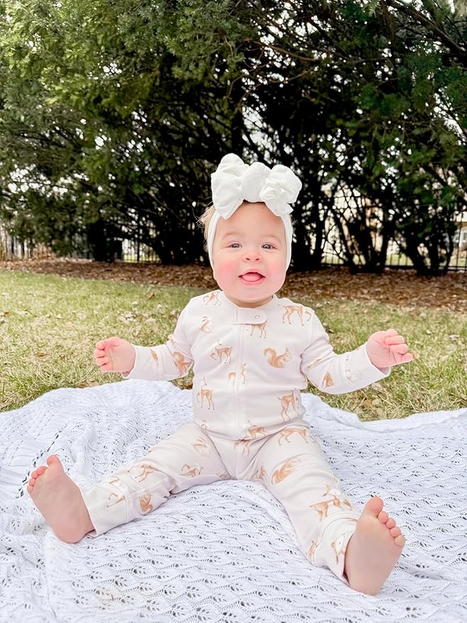 Owlivia Organic Cotton Baby Boy Girl Zip up Sleep 'N Play Pjs, Long Sleeve - Image 2