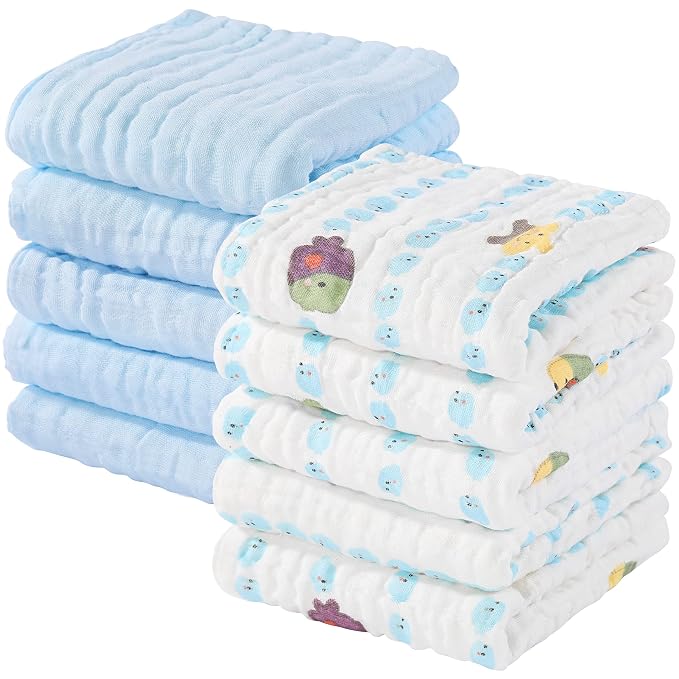 Yoofoss Muslin Baby Washcloths 100% Organic Cotton Face Towels 10 Pack Wash by YOOFOSS