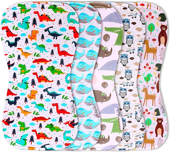 5-Pack Organic Cotton Burp Cloths – Large, Ultra-Soft 3-Layer Towels by KiddyStar%C2%AE