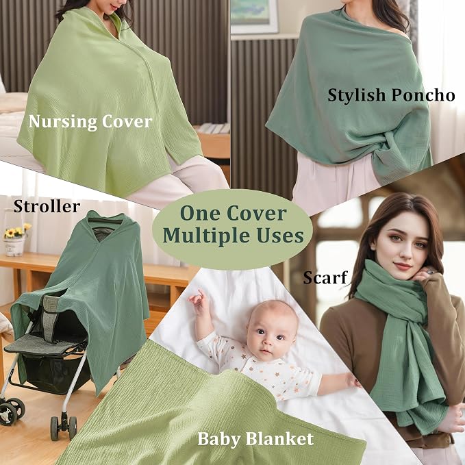 2-Pack Nursing Covers for Breastfeeding, 100% Organic Cotton Muslin - Image 3
