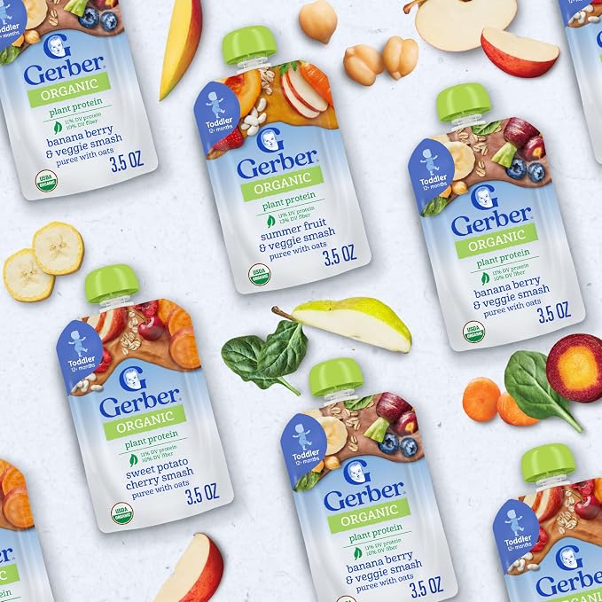 Gerber Toddler Food, Organic Summer Fruit and Veggie Smash Puree Pouch - Image 8