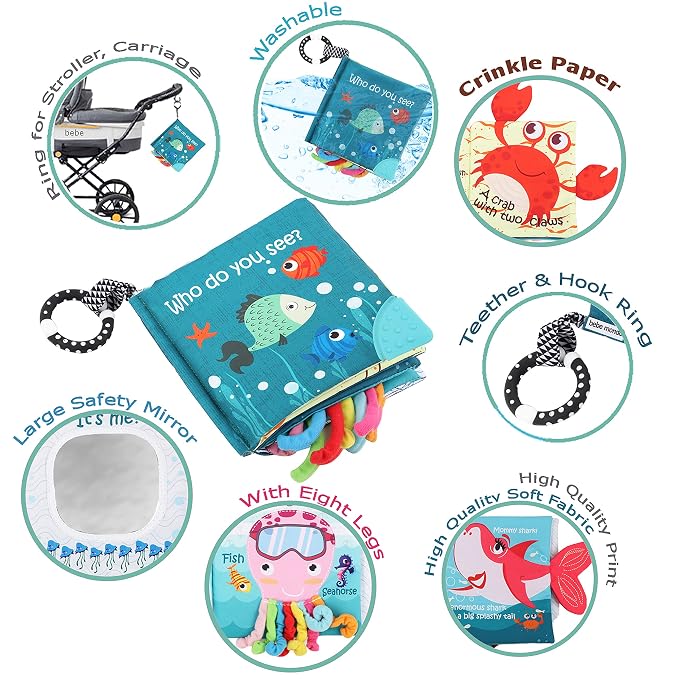 Fish Baby Books Toys, Touch Feel Cloth Crinkle Books - Image 4