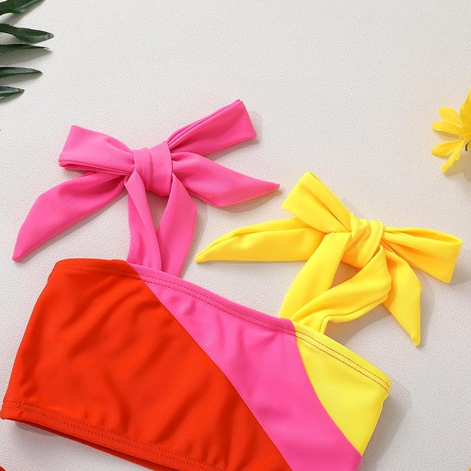 Toddler Swimsuit Girl Color Block Stripe Swimwear Baby Girl Summer Beach - Image 4