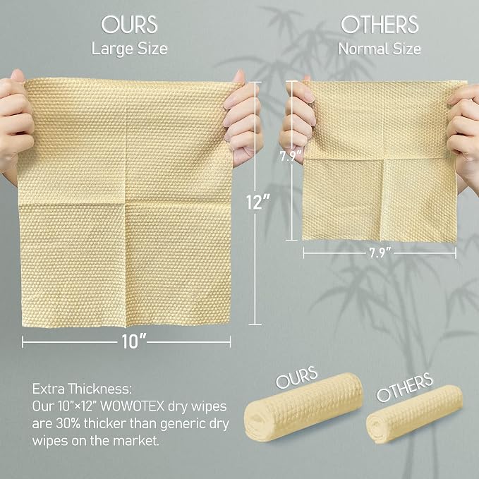 Bamboo Rayon Disposable Face Towel Biodegradable Large Dry Face Wipes 240 Count - Image 2