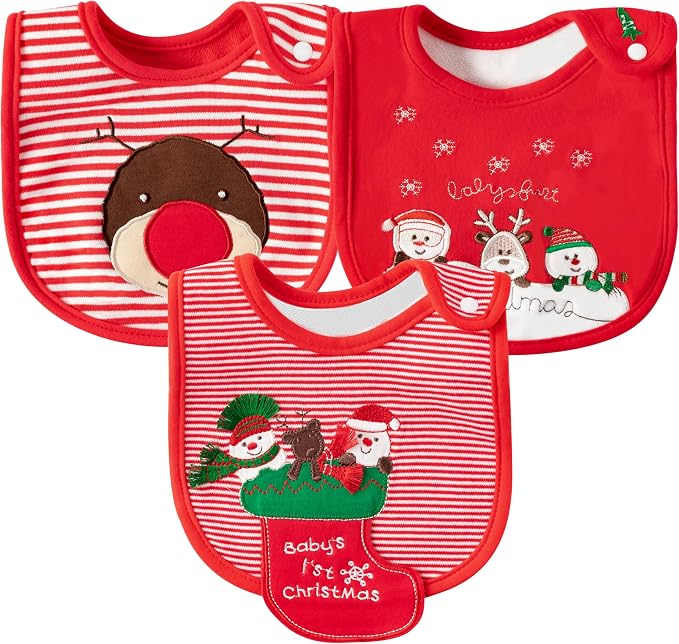 3Pcs Christmas Baby Cotton Bibs by 2ooya