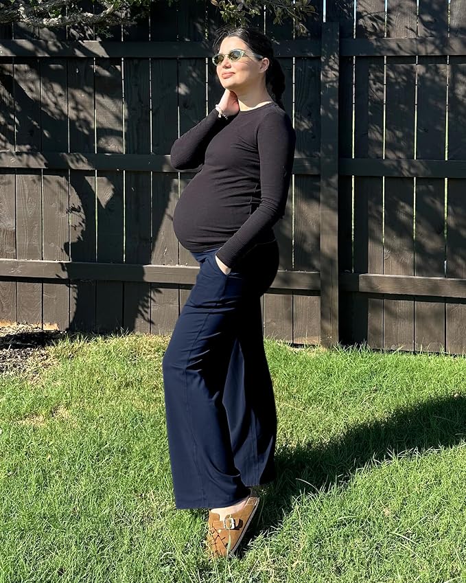 G4Free Maternity Pants Over The Belly Yoga Dress Work Pregnancy Pants Stretchy - Image 4