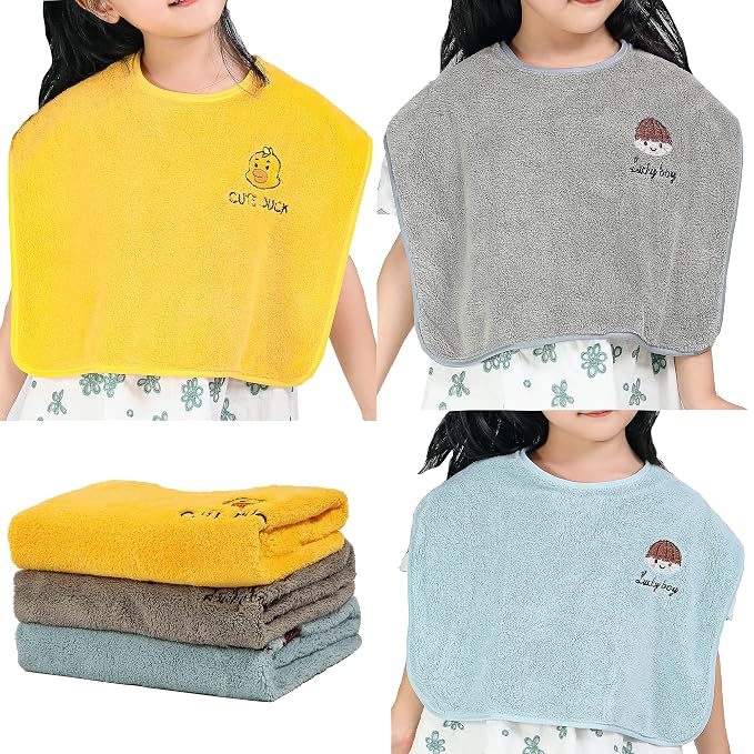 3 Pack Baby Bibs for Girls or Boys, Waterproof, Towel Toddler Bibs for 1-3 Years by RAXIFU