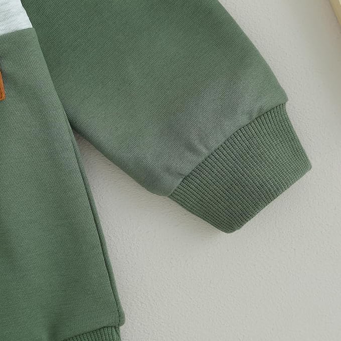 Kupretty Toddler Baby Boy Fall Winter Clothes Color Block Long Sleeve - Image 3